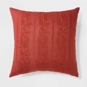 STUDIO MCGEE NWT tonal embroidered acorn throw pillow -red -20”